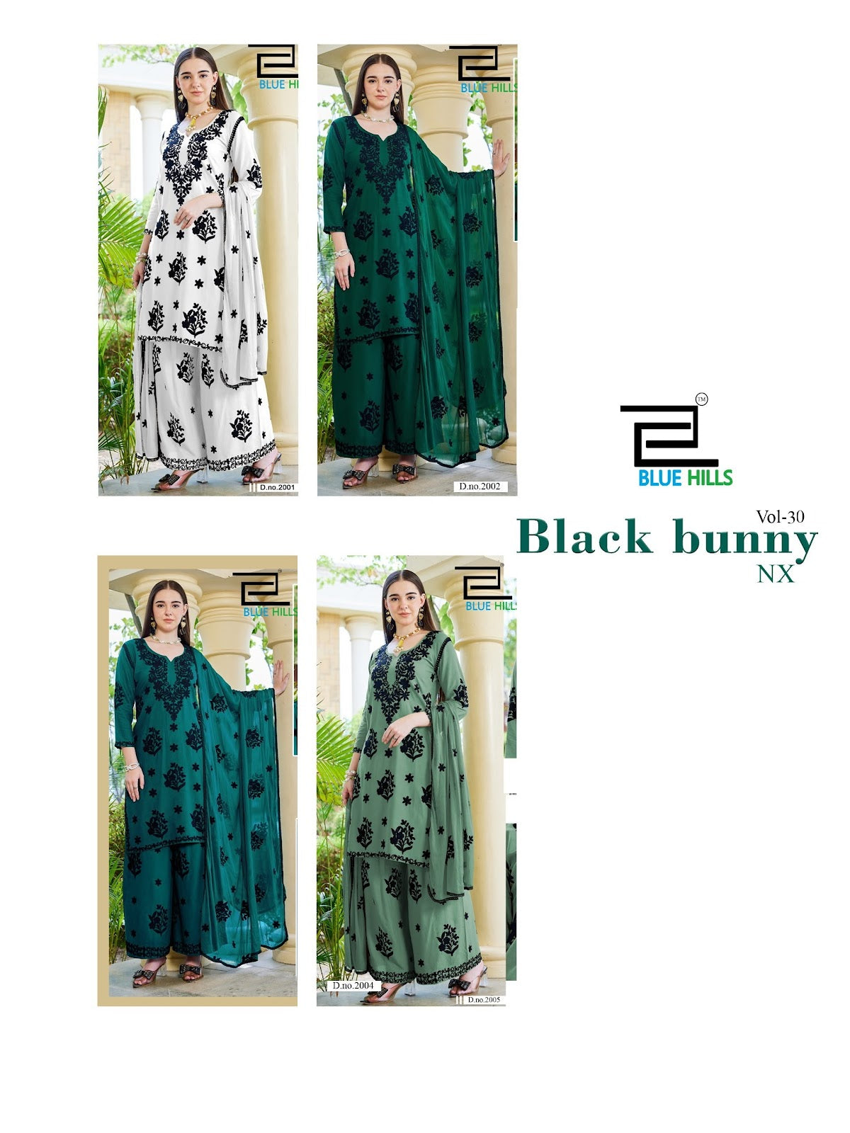 Black Bunny Vol 30 Nx Blue Hills Rayon 14Kg Readymade Plazzo Style Suits Manufacturer Ahmedabad