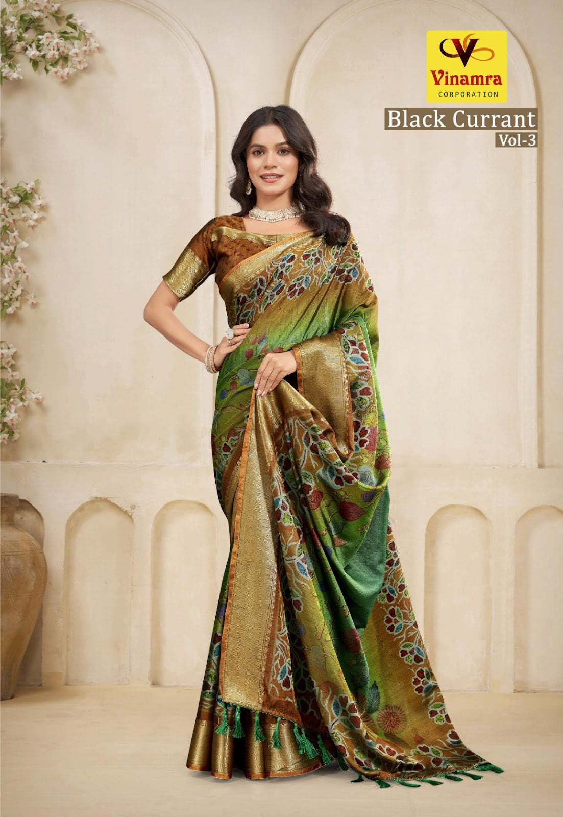 Black Currant Vol 3 Vinamra Cotton Silk Sarees Wholesaler Gujarat