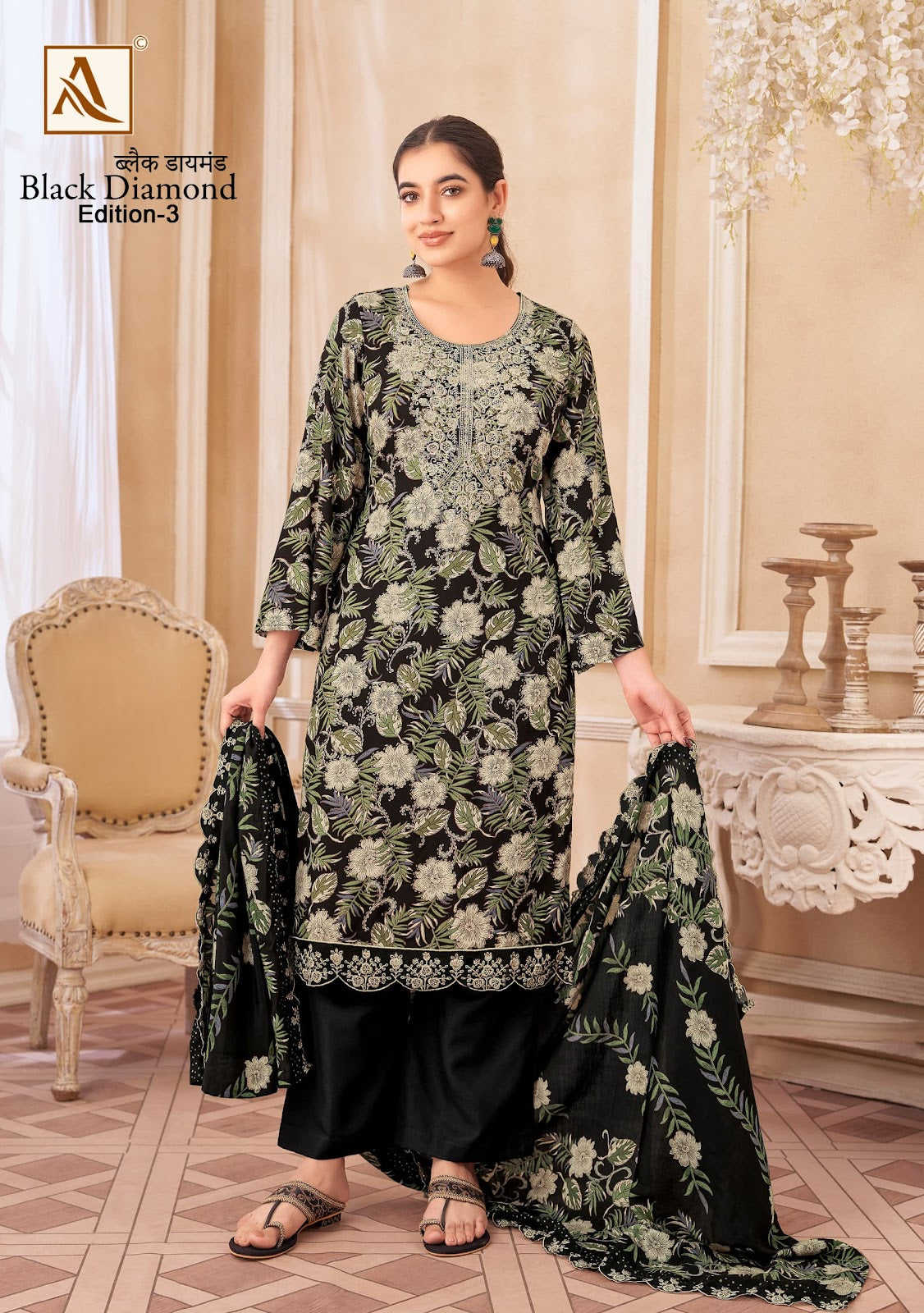 Black Diamond Edition 3 Alok Reyon Karachi Salwar Suits Wholesaler