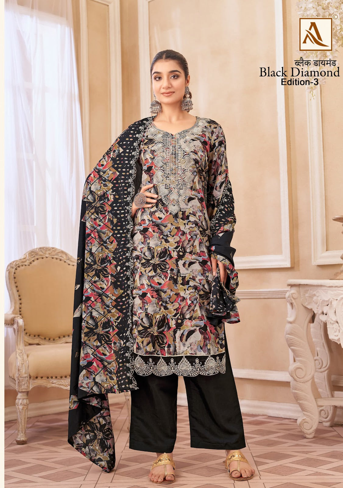 Black Diamond Edition 3 Alok Reyon Karachi Salwar Suits Wholesaler