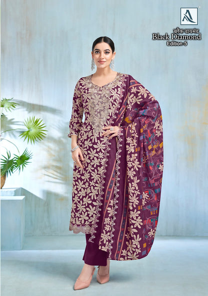 Black Diamond Edition 5 Alok Reyon Karachi Salwar Suits Wholesale Price