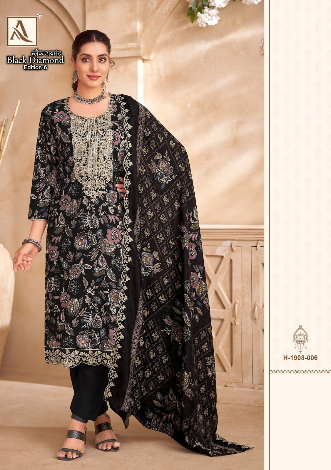 Black Diamond Edition 6 Alok Reyon Karachi Salwar Suits Wholesale Price