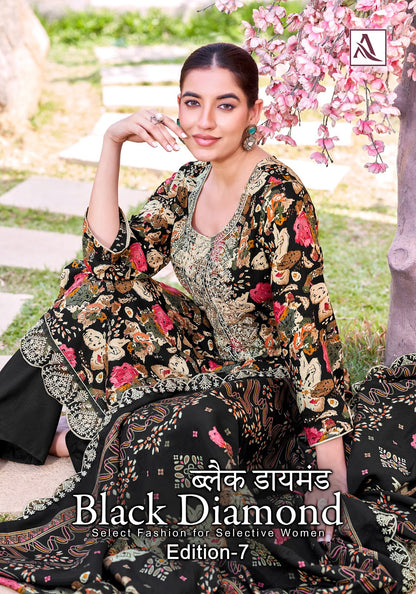 Black Diamond Edition 7 Alok Pure Reyon Pant Style Suits Wholesaler Gujarat