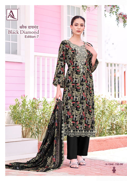 Black Diamond Edition 7 Alok Pure Reyon Pant Style Suits Wholesaler Gujarat