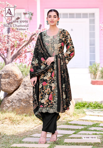 Black Diamond Edition 7 Alok Pure Reyon Pant Style Suits Wholesaler Gujarat