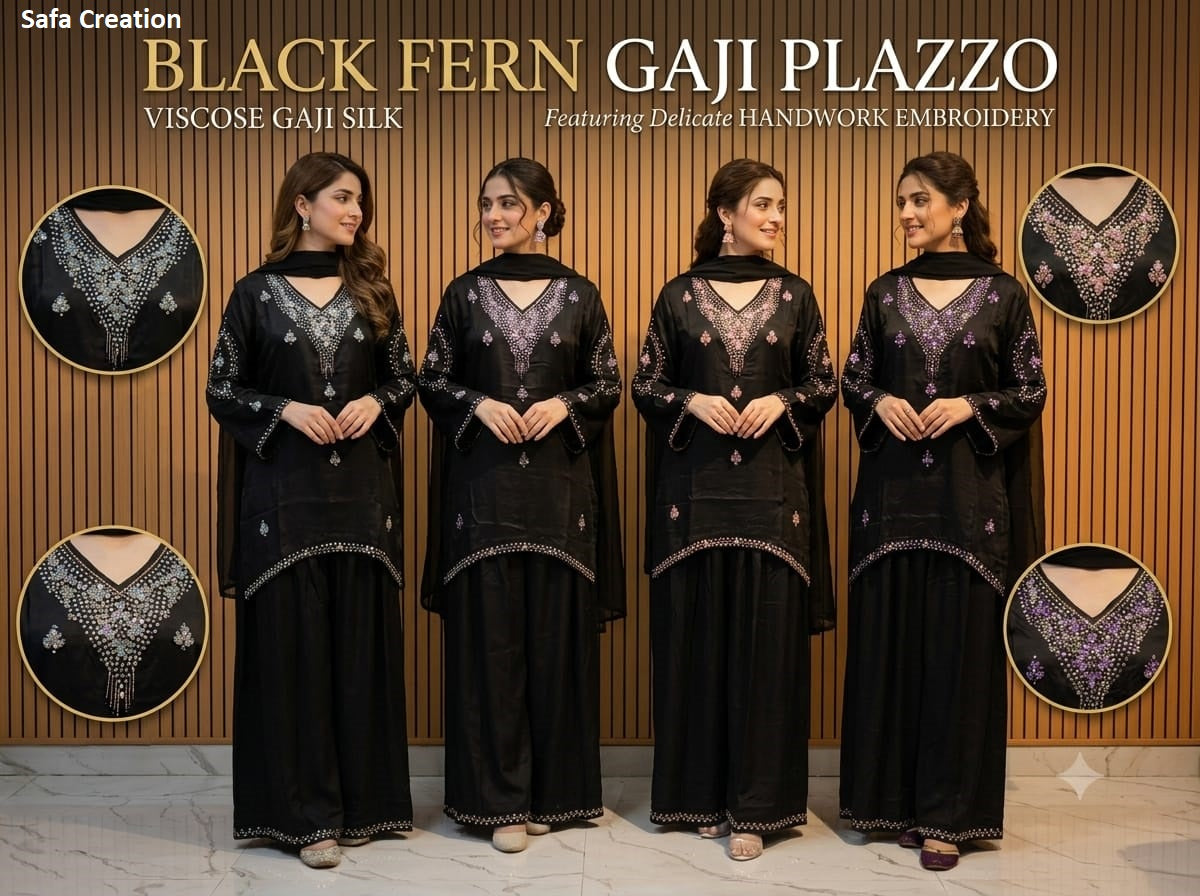 Black Fern Safa Creation Gaji Silk Pakistani Readymade Suits Wholesale Price