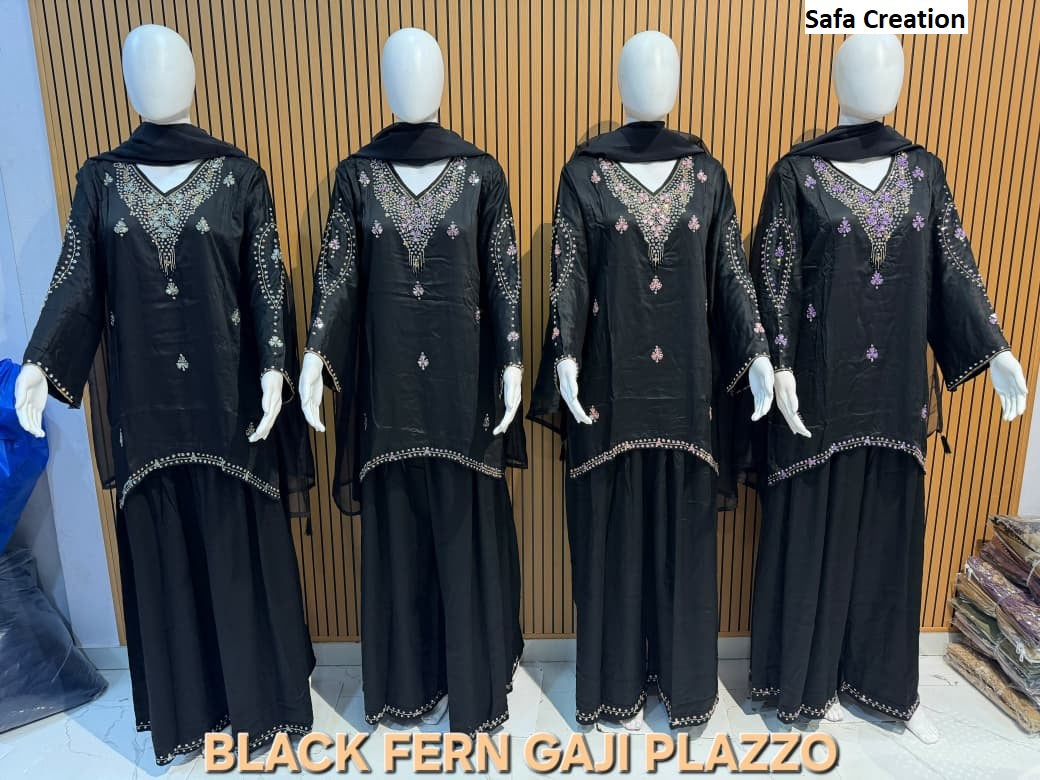 Black Fern Safa Creation Gaji Silk Pakistani Readymade Suits Wholesale Price