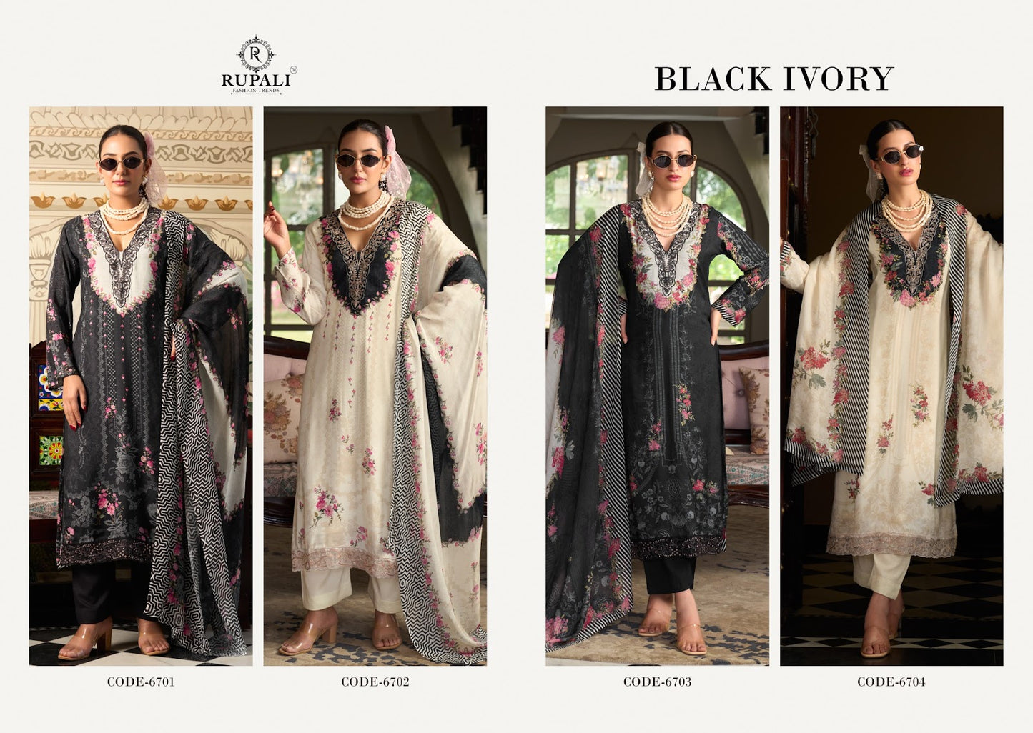 Black Ivory Rupali Muslin Pant Style Suits Supplier Ahmedabad