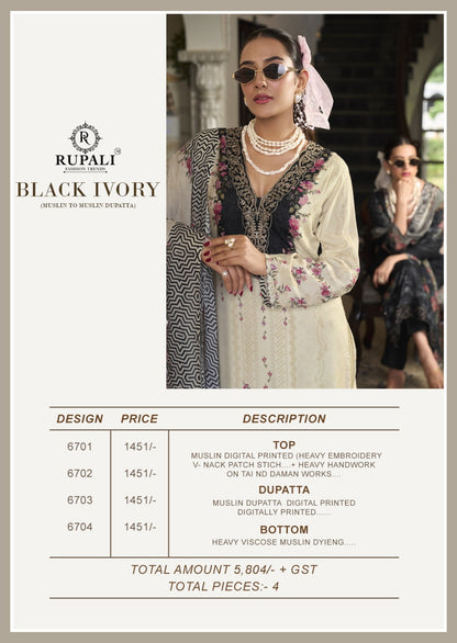Black Ivory Rupali Muslin Pant Style Suits Supplier Ahmedabad