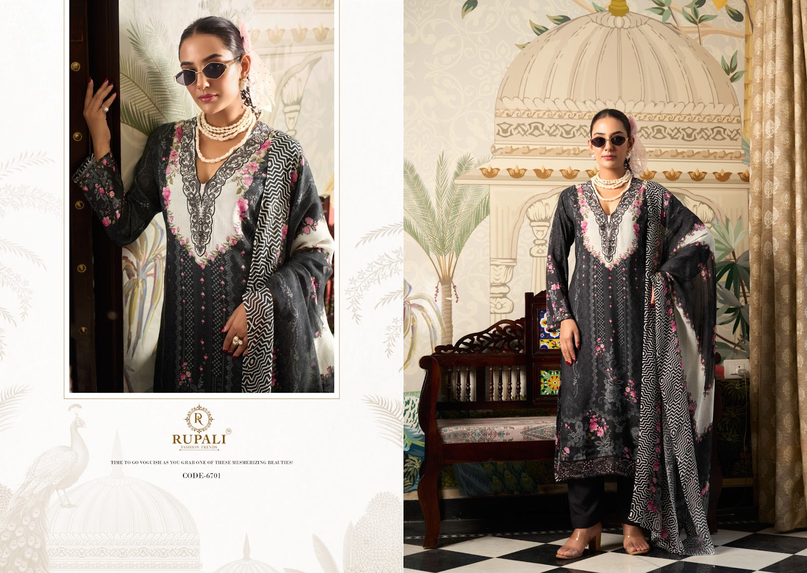 Black Ivory Rupali Muslin Pant Style Suits Supplier Ahmedabad