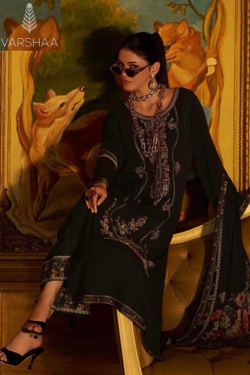 Black Lotus Varshaa Satin Pashmina Suits Supplier Ahmedabad