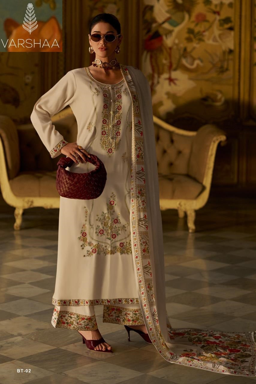 Black Lotus Varshaa Satin Pashmina Suits Supplier Ahmedabad