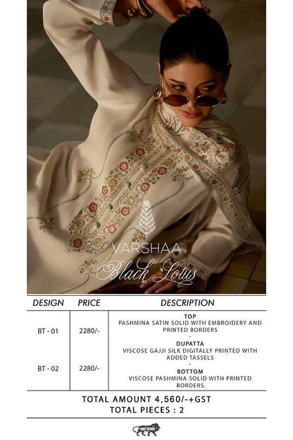 Black Lotus Varshaa Satin Pashmina Suits Supplier Ahmedabad