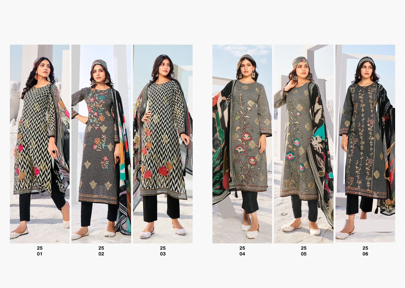 Black Magic Rupali Lawn Cotton Pant Style Suits