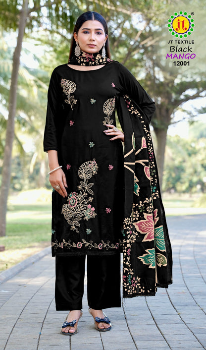 Black Mango Vol 12 Jt Rayon Pant Style Suits Supplier Ahmedabad