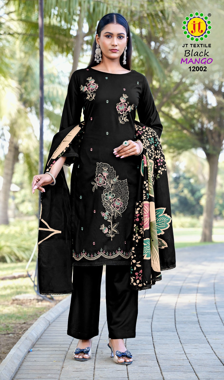 Black Mango Vol 12 Jt Rayon Pant Style Suits Supplier Ahmedabad