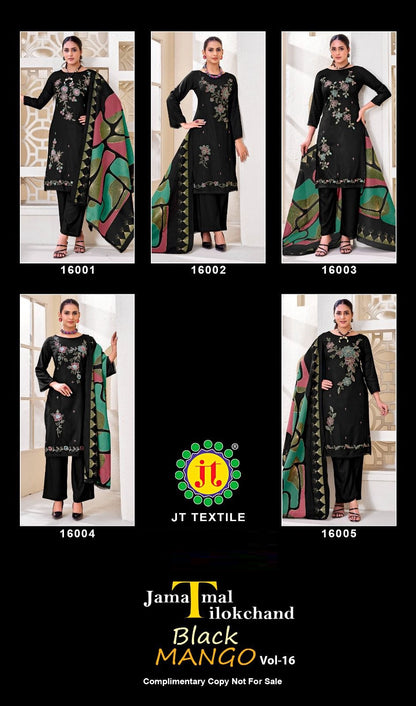 Black Mango Vol 16 Jt Rayon Pant Style Suits Wholesale Price