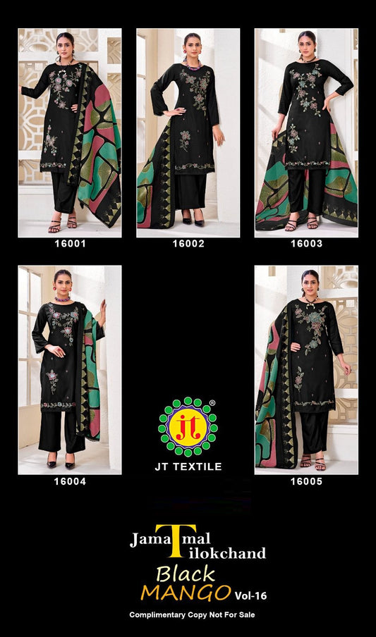 Black Mango Vol 16 Jt Rayon Pant Style Suits Wholesale Price