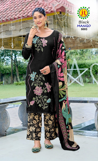 Black Mango Vol 5 Jt Rayon Pant Style Suits Exporter Ahmedabad