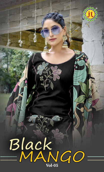 Black Mango Vol 5 Jt Rayon Pant Style Suits Exporter Ahmedabad