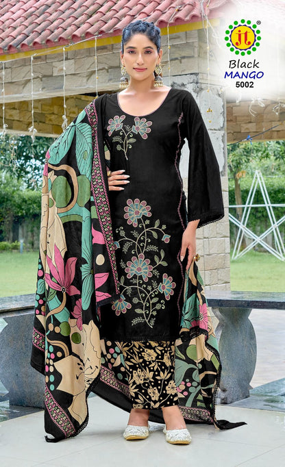 Black Mango Vol 5 Jt Rayon Pant Style Suits Exporter Ahmedabad