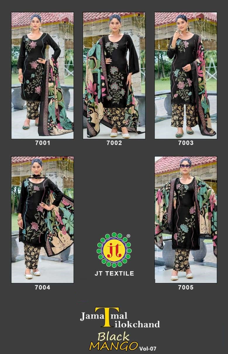 Black Mango Vol 7 Jt Rayon Pant Style Suits Wholesale Price