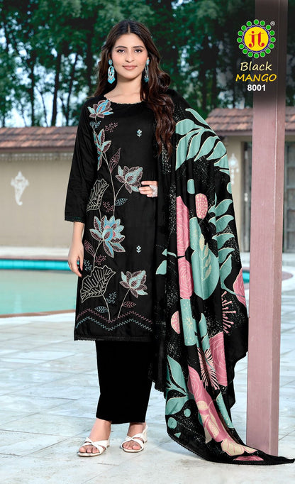 Black Mango Vol 8 Jt Rayon Pant Style Suits Exporter