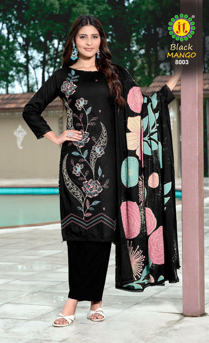 Black Mango Vol 8 Jt Rayon Pant Style Suits Exporter