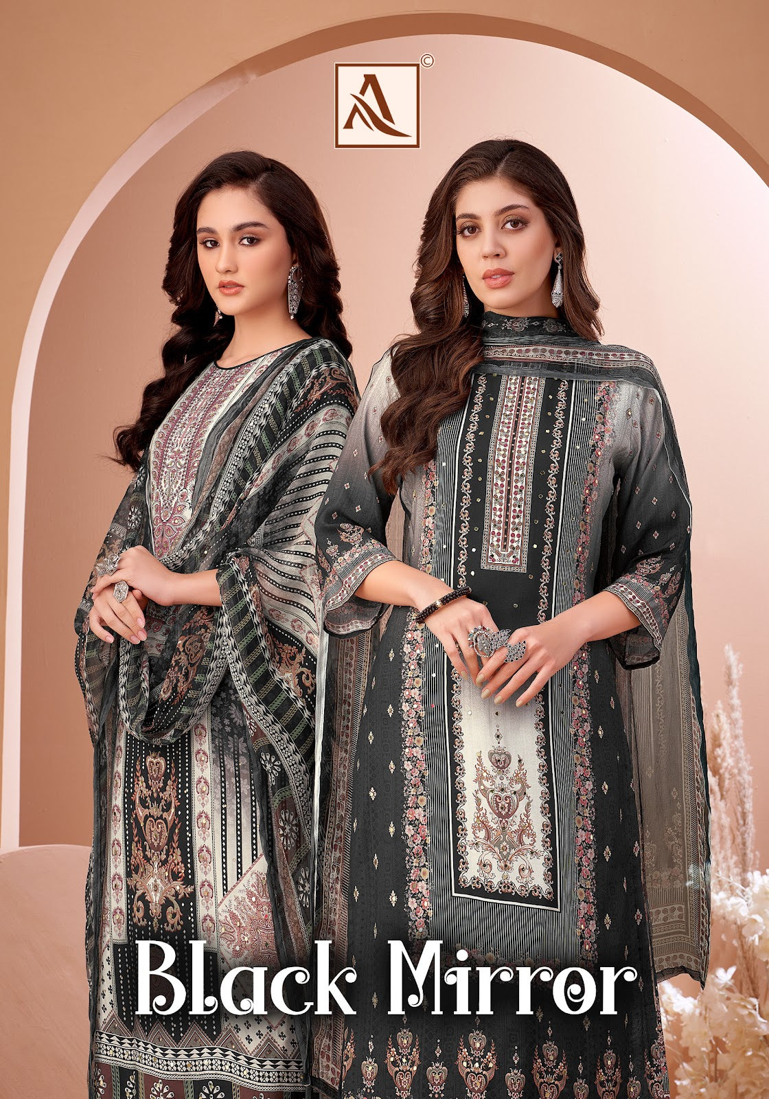 Black Mirror Alok Viscose Muslin Karachi Salwar Suits Manufacturer Ahmedabad