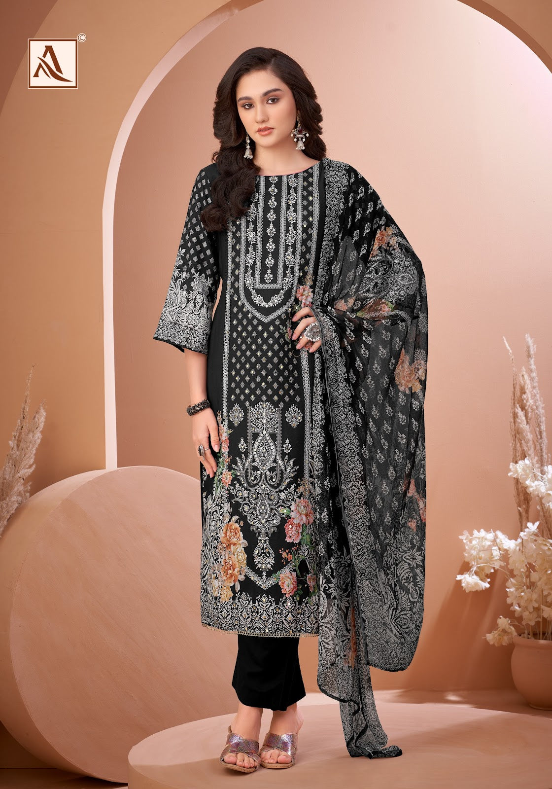 Black Mirror Alok Viscose Muslin Karachi Salwar Suits Manufacturer Ahmedabad