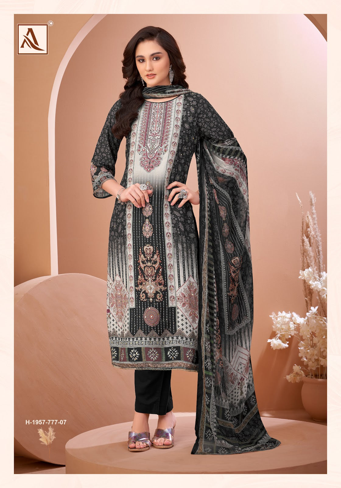 Black Mirror Alok Viscose Muslin Karachi Salwar Suits Manufacturer Ahmedabad