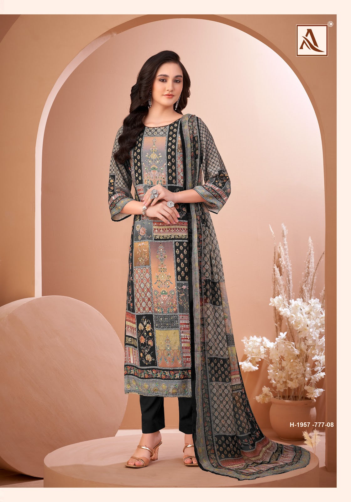 Black Mirror Alok Viscose Muslin Karachi Salwar Suits Manufacturer Ahmedabad