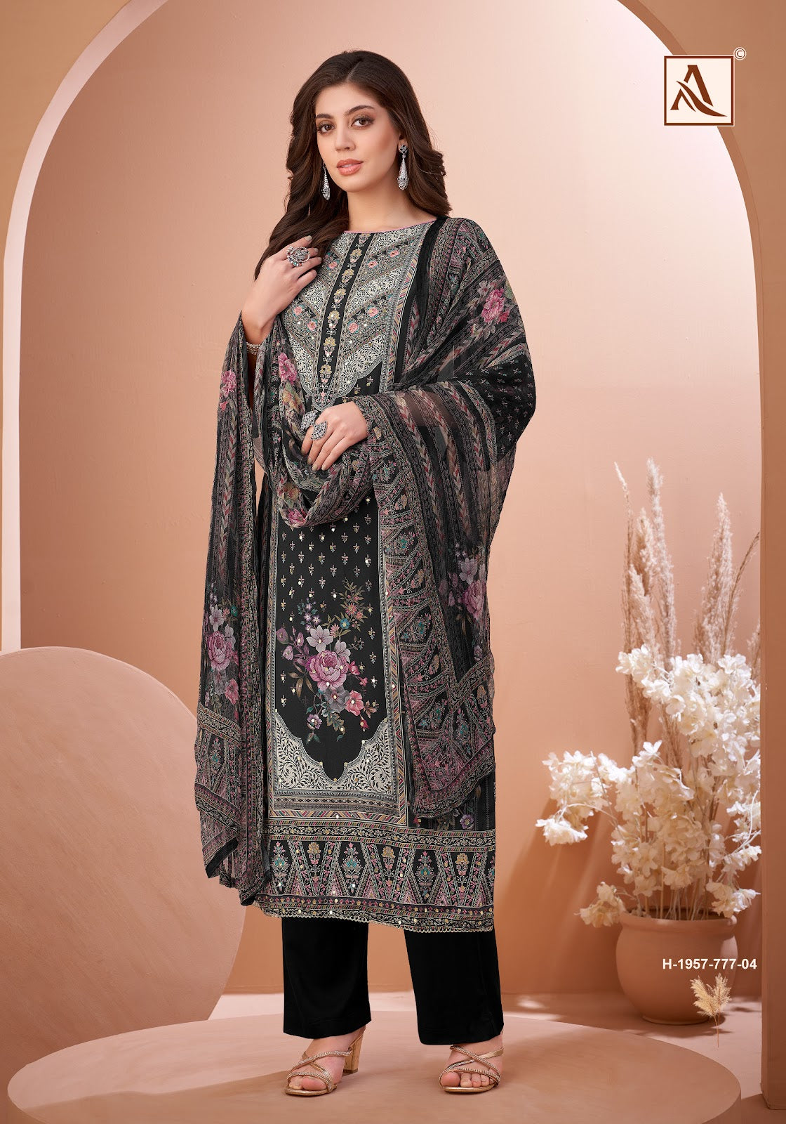 Black Mirror Alok Viscose Muslin Karachi Salwar Suits Manufacturer Ahmedabad