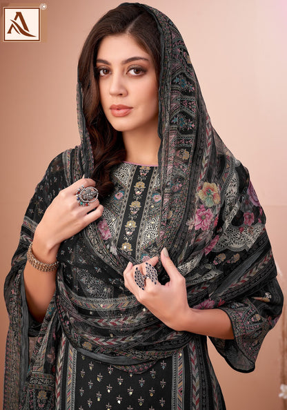 Black Mirror Alok Viscose Muslin Karachi Salwar Suits Manufacturer Ahmedabad