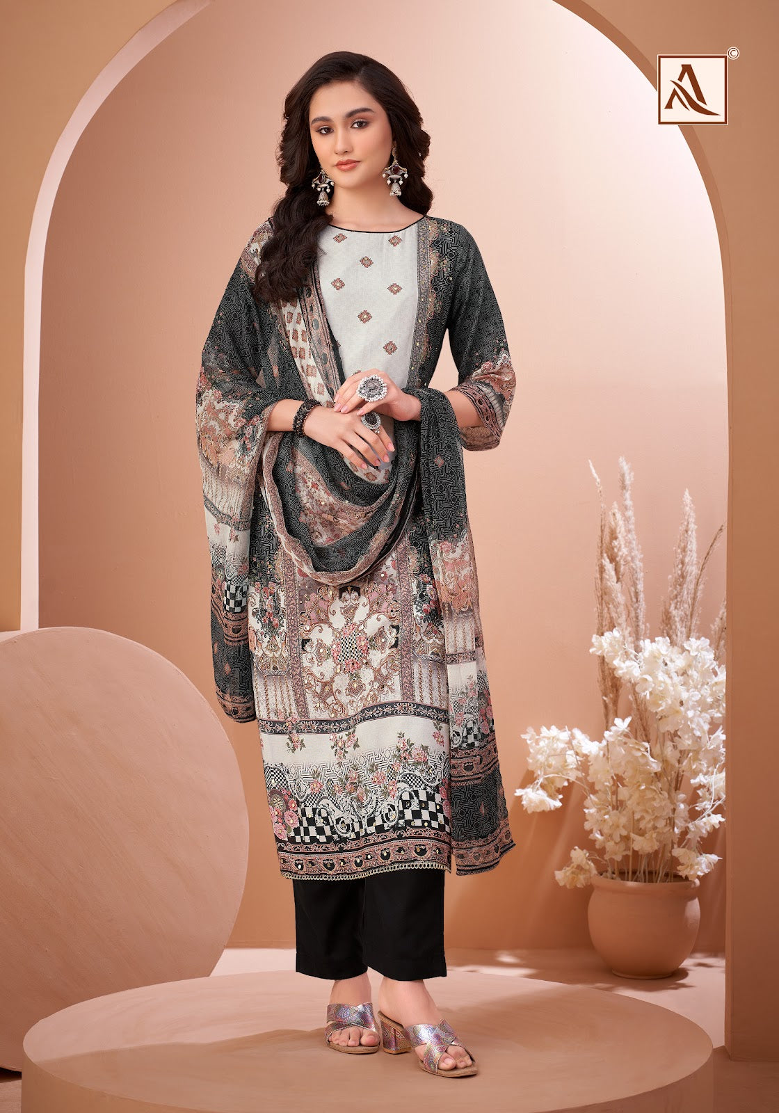 Black Mirror Alok Viscose Muslin Karachi Salwar Suits Manufacturer Ahmedabad