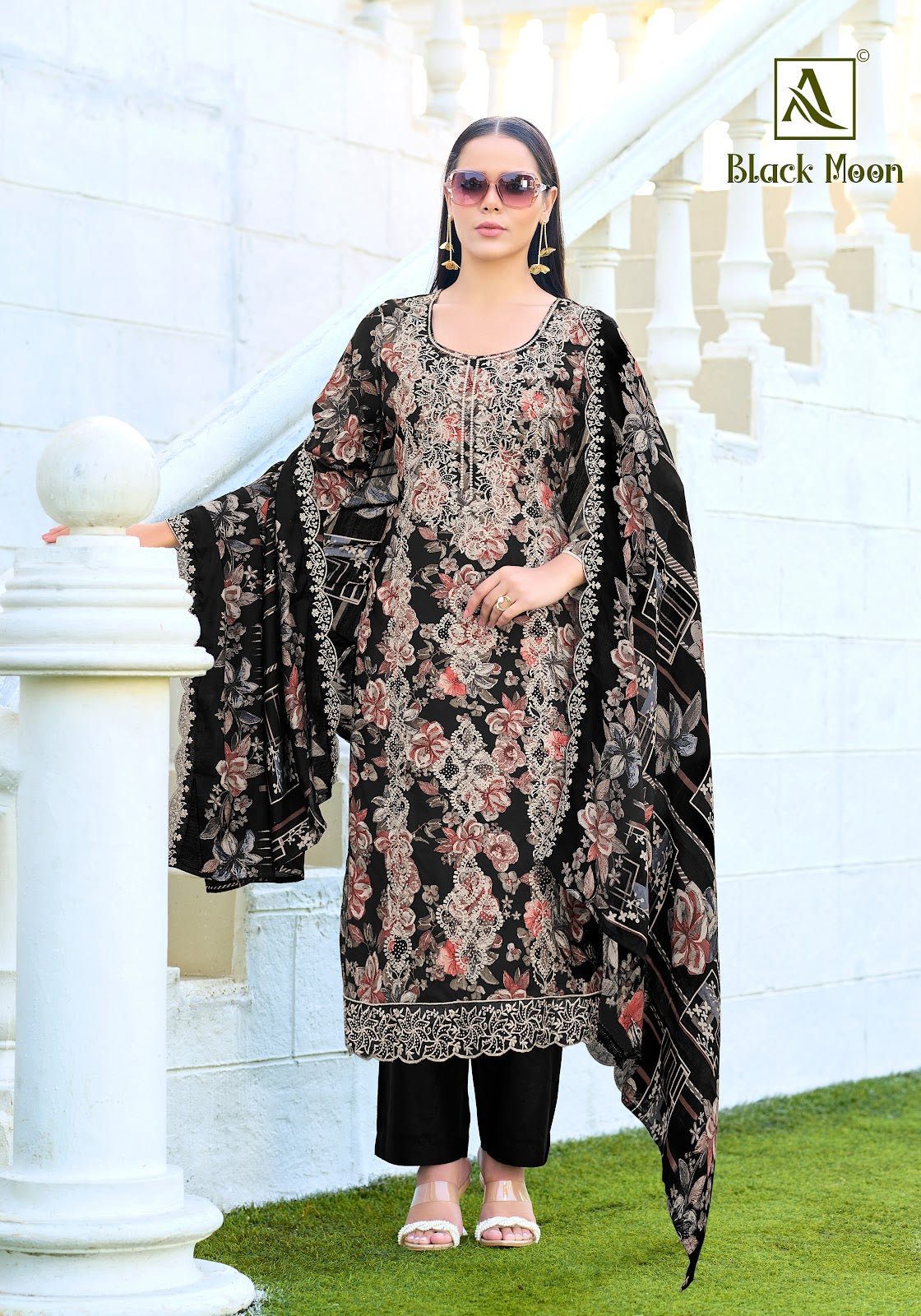 Black Moon Alok Pure Viscose Karachi Salwar Suits Supplier