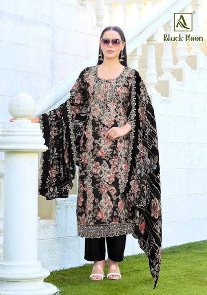 Black Moon Alok Pure Viscose Karachi Salwar Suits Supplier