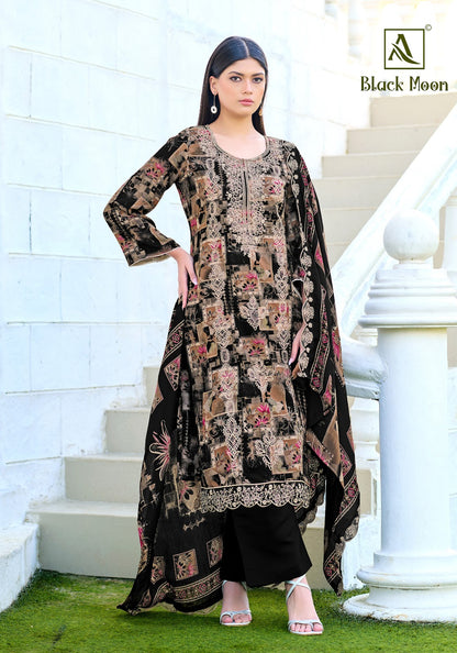 Black Moon Alok Pure Viscose Karachi Salwar Suits Supplier