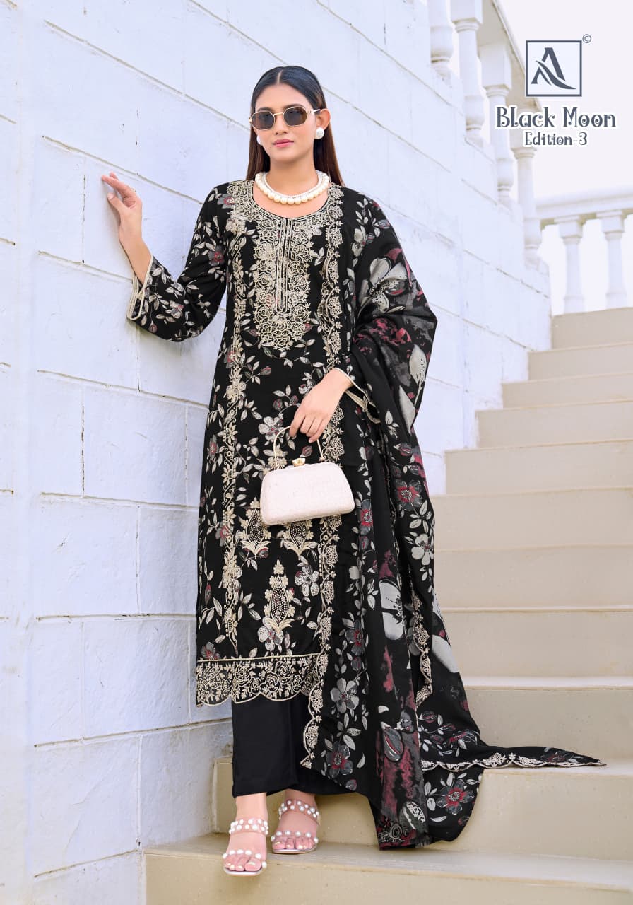 Black Moon Edition 3 Alok Viscose Reyon Karachi Salwar Suits Manufacturer Ahmedabad