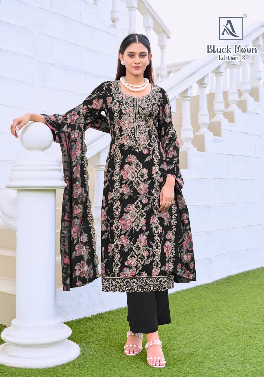 Black Moon Edition 3 Alok Viscose Reyon Karachi Salwar Suits Manufacturer Ahmedabad