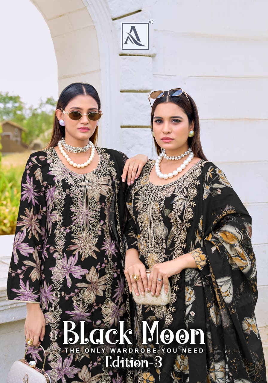 Black Moon Edition 3 Alok Viscose Reyon Karachi Salwar Suits Manufacturer Ahmedabad