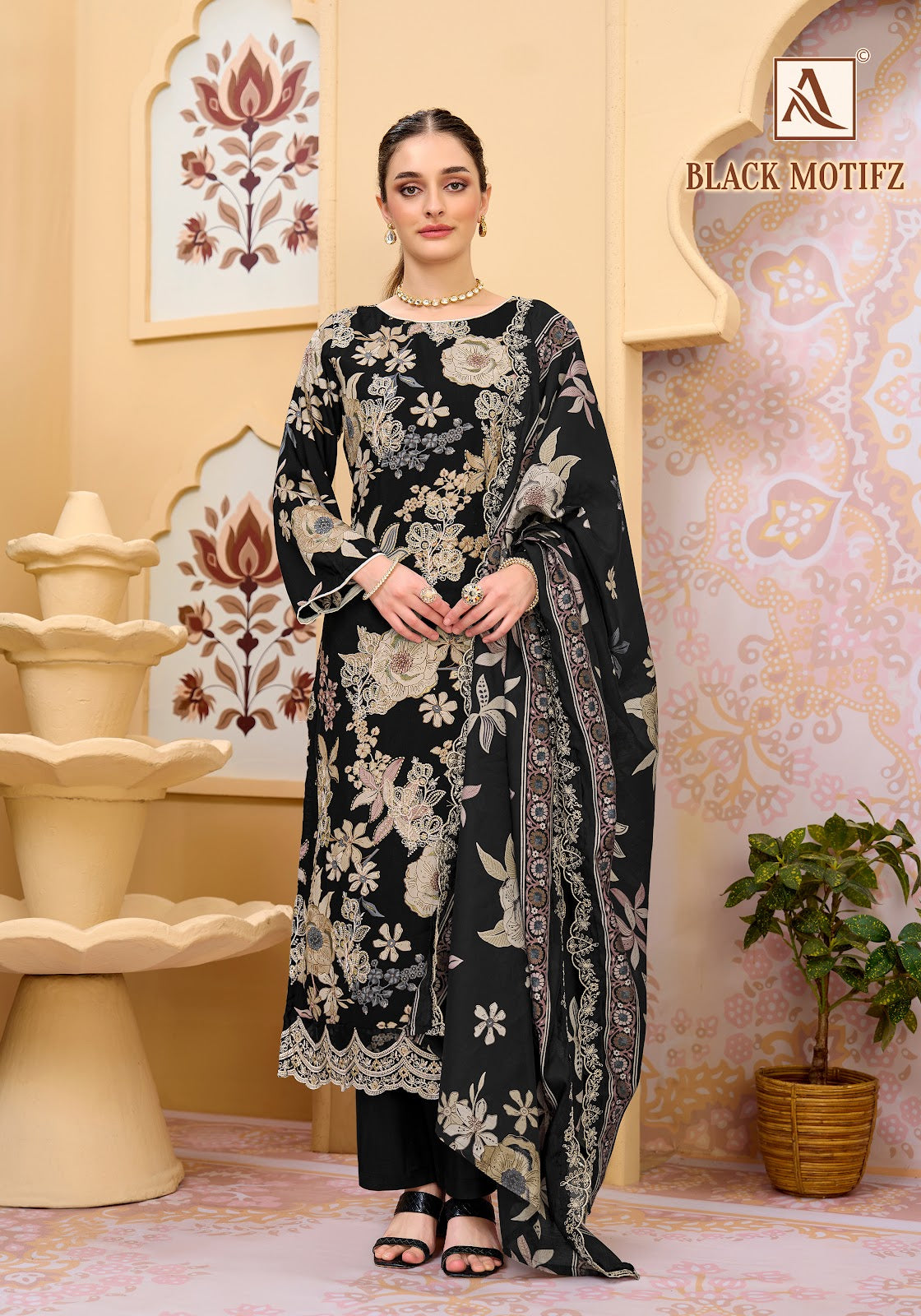 Black Motifz Alok Viscose Reyon Karachi Salwar Suits Wholesale Rate