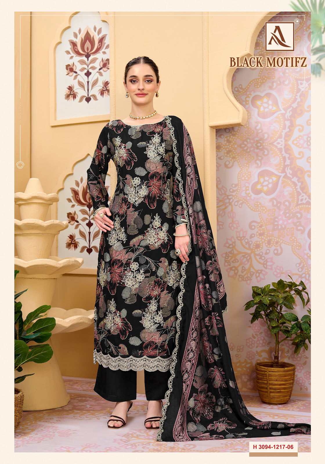 Black Motifz Alok Viscose Reyon Karachi Salwar Suits Wholesale Rate