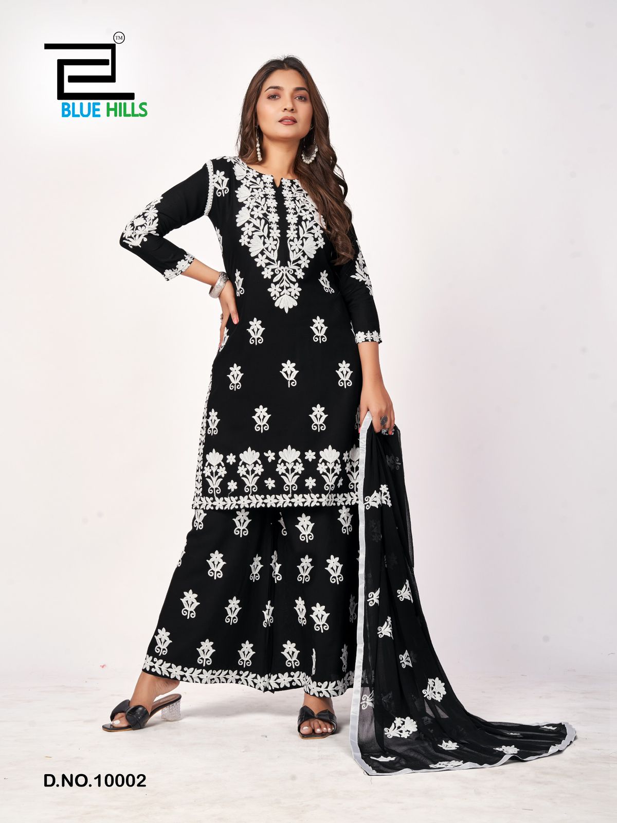 Black N White Vol 10 Blue Hills Rayon 14Kg Readymade Plazzo Style Suits Manufacturer Gujarat