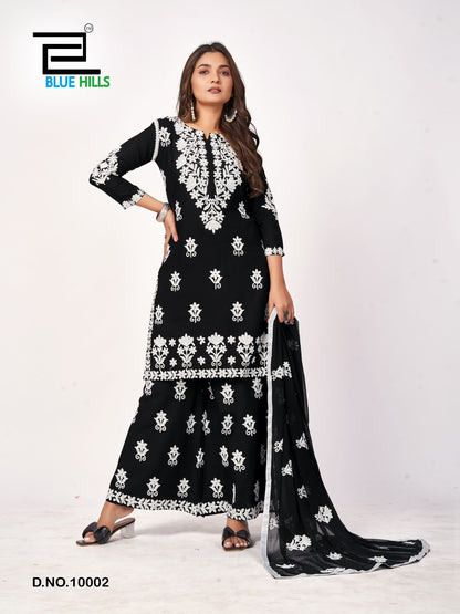 Black N White Vol 10 Blue Hills Rayon 14Kg Readymade Plazzo Style Suits Manufacturer Gujarat