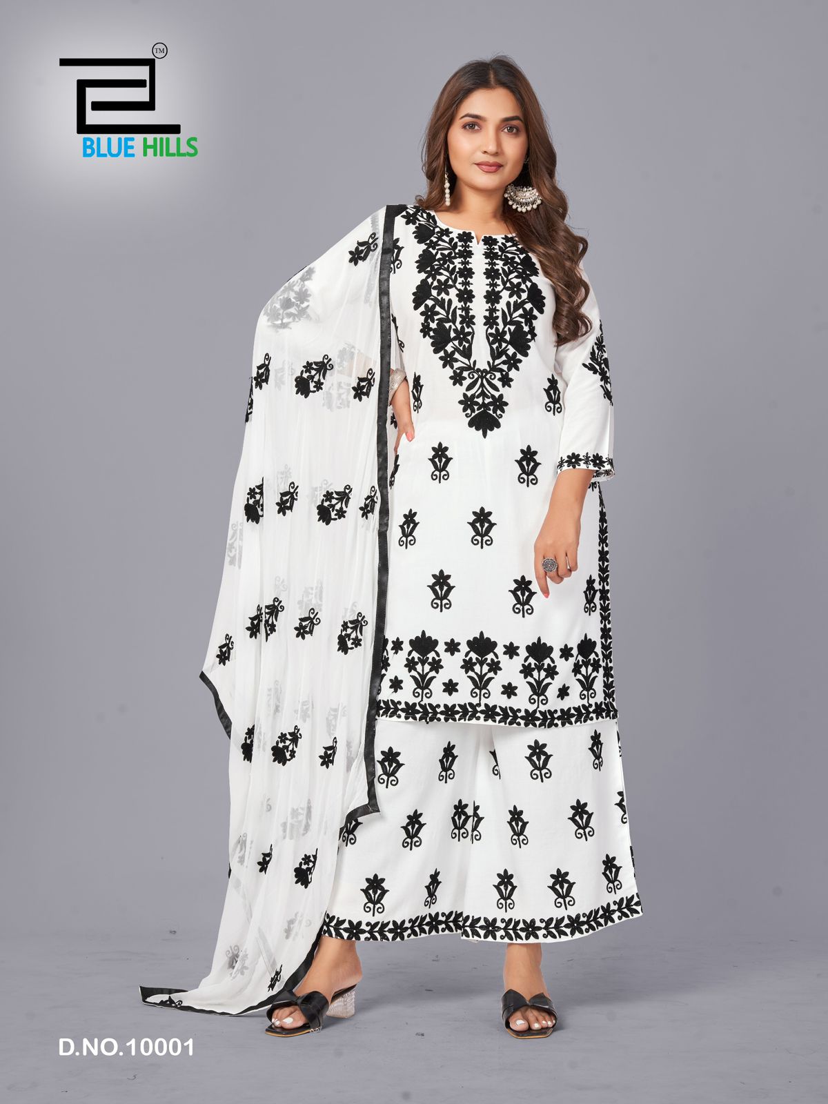 Black N White Vol 10 Blue Hills Rayon 14Kg Readymade Plazzo Style Suits Manufacturer Gujarat