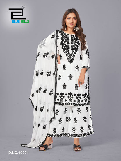 Black N White Vol 10 Blue Hills Rayon 14Kg Readymade Plazzo Style Suits Manufacturer Gujarat