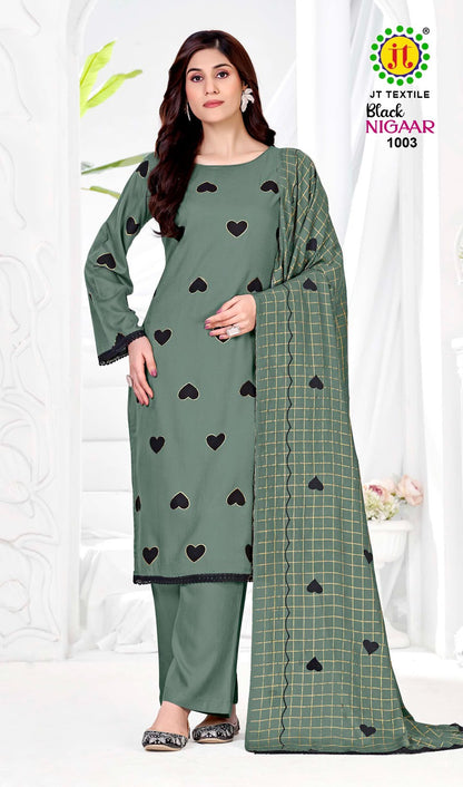 Black Nigaar Vol 1 Jt Rayon Pant Style Suits Manufacturer Gujarat