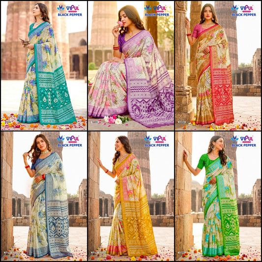 Black Pepper 231026 Vipul Brasso Sarees Wholesaler