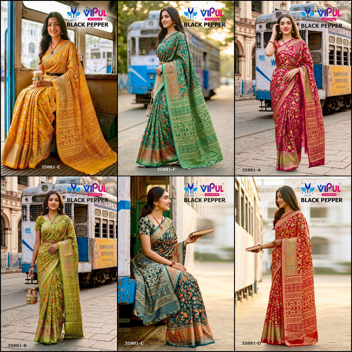 Black Pepper 231026 Vipul Brasso Sarees Wholesaler